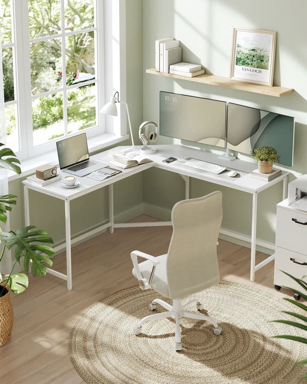 Moderne computerbord - arbejdsbord - spånplade - stålramme - 149 x 149 x 76 cm