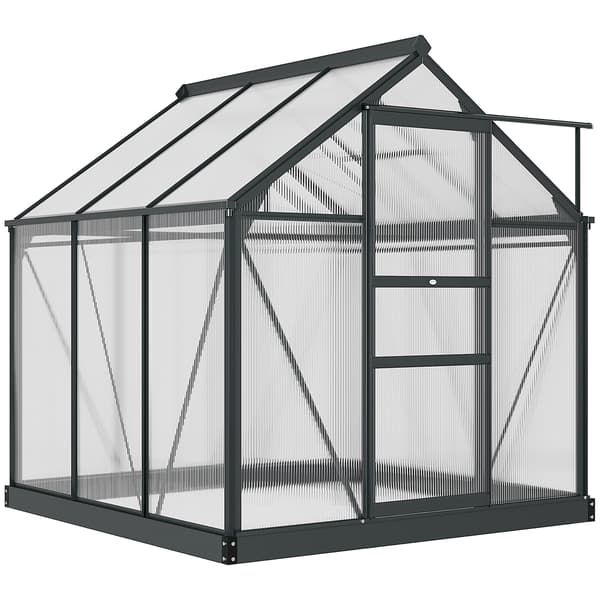 Polycarbonat drivhus | Farve: Sort, grå | Mål: 192x190x201 cm
