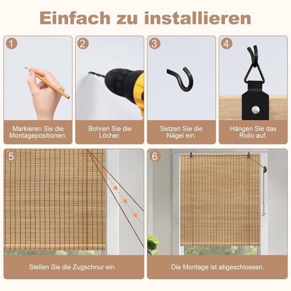 Bambu rullgardin ljusfiltrerande sidodrift | Brun | 80x220 cm