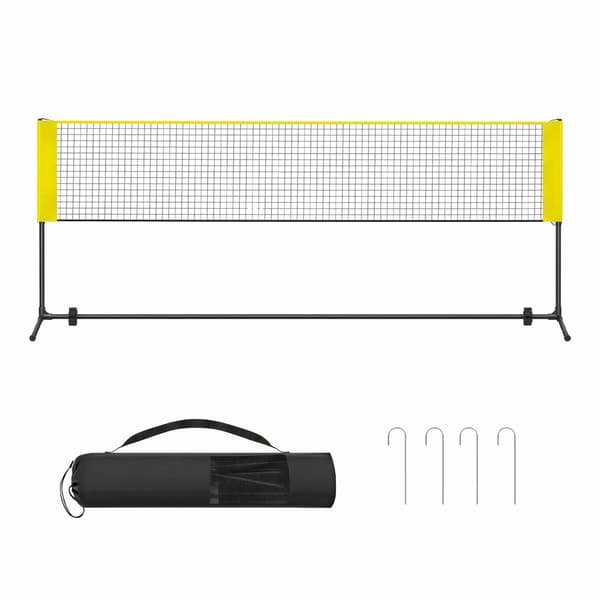 Badmintonnet med justerbare stænger | Sort-gul | 300x103x155 cm