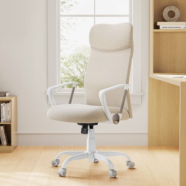 Cappuccino beige ergonomisk kontorstol - stålstel, skumpolstring, justerbar højde