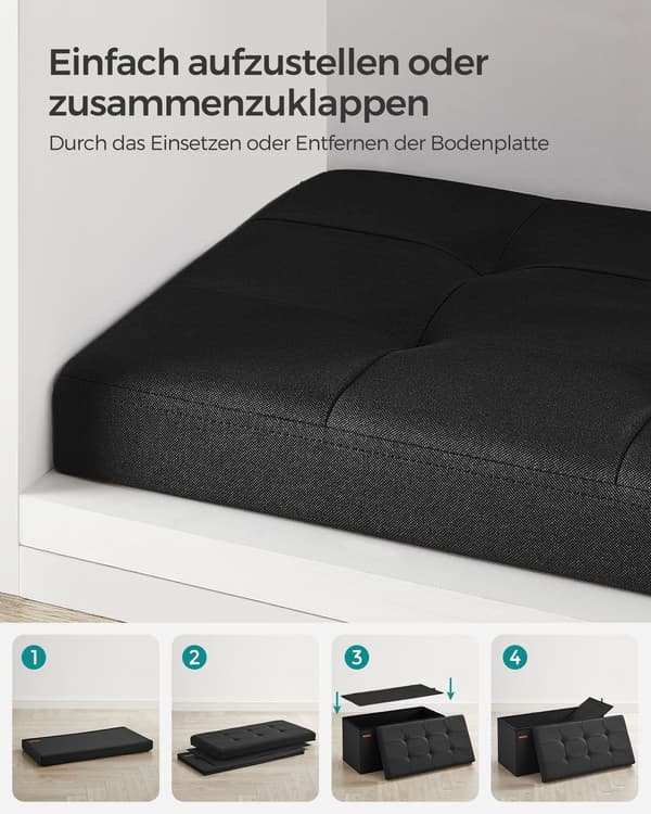Opbevaringskaffel med siddefunktion - MDF & skum - 38x76x38 cm - sort