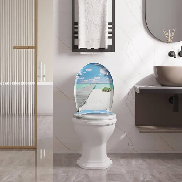 Toiletsæde med soft close og quick release O-form | Bro blå