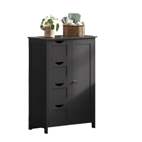 Smalt badeværelsesskab - sort MDF - 30 x 55 x 82 cm