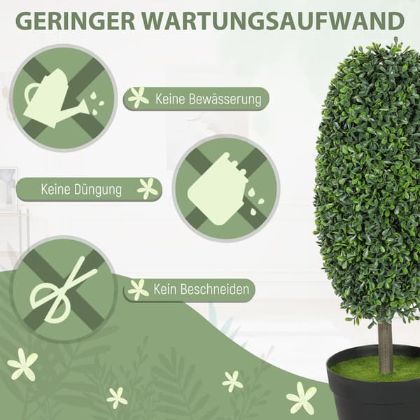 Sæt med 2 kunstige planter - UV-resistente træer i potte | Farve: Grøn