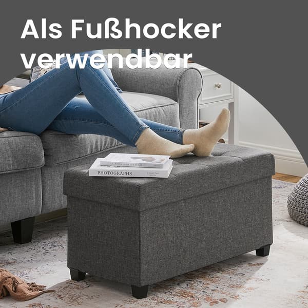Sammenfoldelig sofa med opbevaringsplads og ben | Lysegrå | 76x38x40 cm