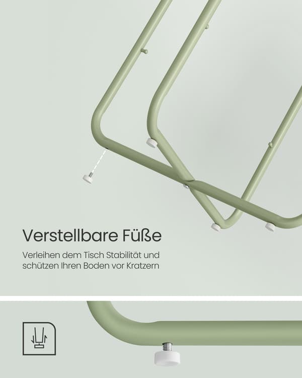 Sidebord 3-delt med stofkurv - spånplade stål polyester - 45 cm
