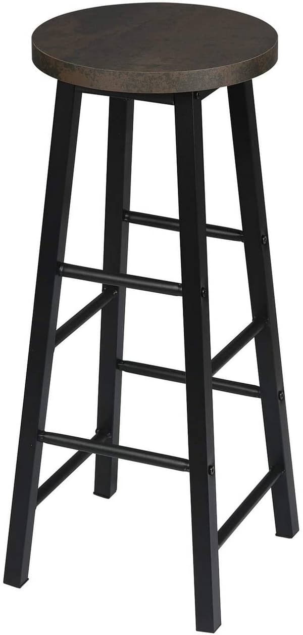 4-delt sæt barstole af stål og MDF | Sort-rust farve | 30x30x71 cm
