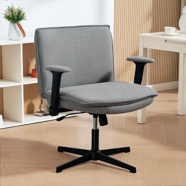 Kontorstol med foldbare armlæn | Farve: Grå | Mål: 76x70x85-97 cm