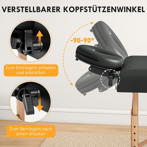 Justerbart sammenklappeligt massagebord | Farve: Sort, brun