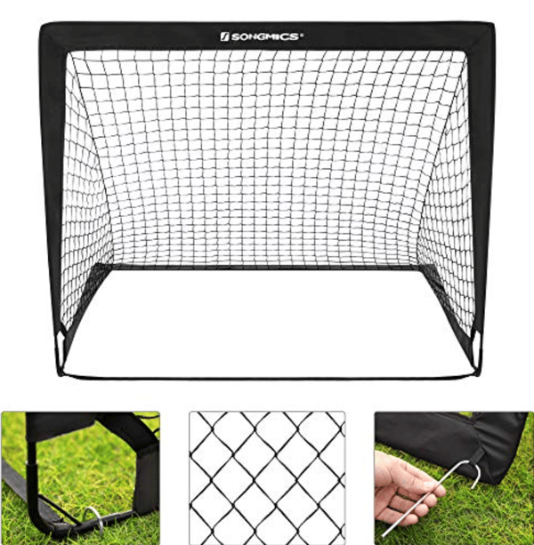 Fodboldmål til børn, sæt med 2, pop-up, sort/rød, 120 x 80 x 80 cm