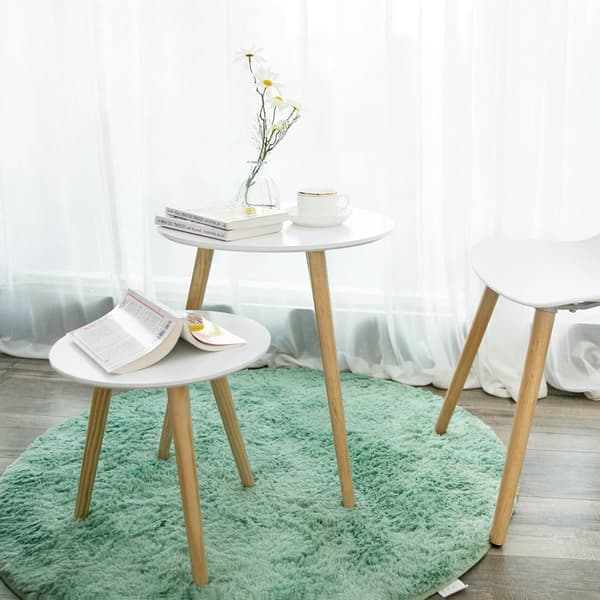 Runda sidobord - soffbord - 2-delat set - vit
