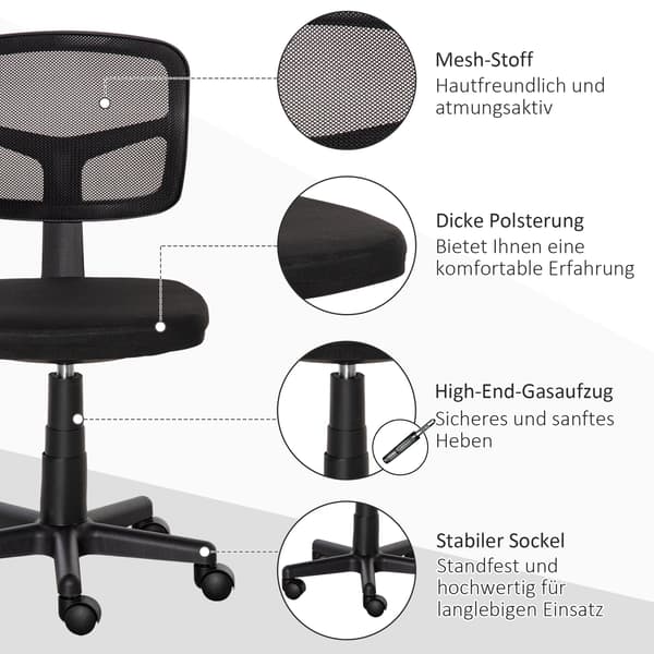 Ergonomisk kontorstol med mesh ryglæn, justerbar | Farve: Sort