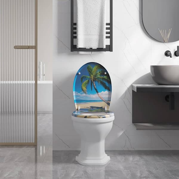 Toiletsæde med soft close og quick release O-form | Bro blå