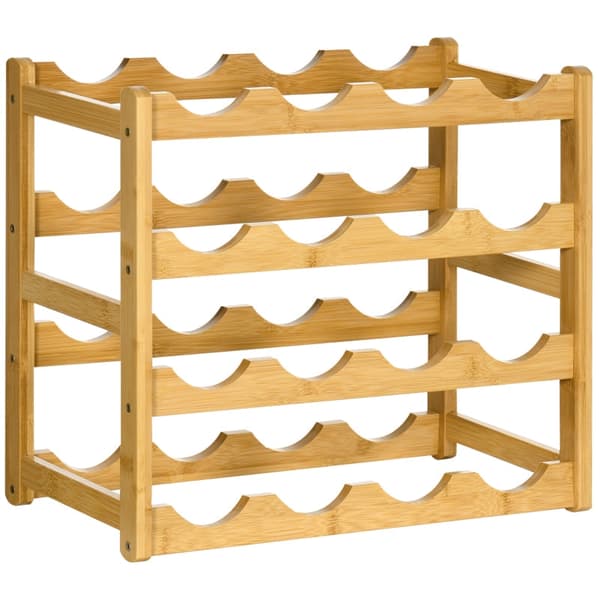 Bambu viiniteline 16 pullolle - 4 tasoa | Väri: Luonnonpuu | Mitat: 23,5x43x38 cm