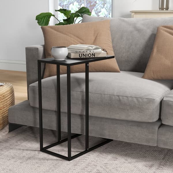 C-formet sidebord - Laptopbord til sofa | Farve: Sort | Mål: 46x26x60 cm