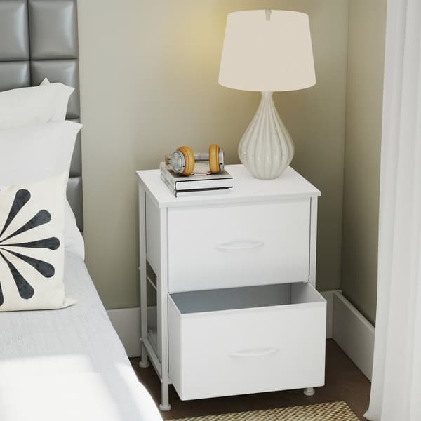 Kommode med 2 stofskuffer | Brun-sort | 39,6x30x52,2 cm