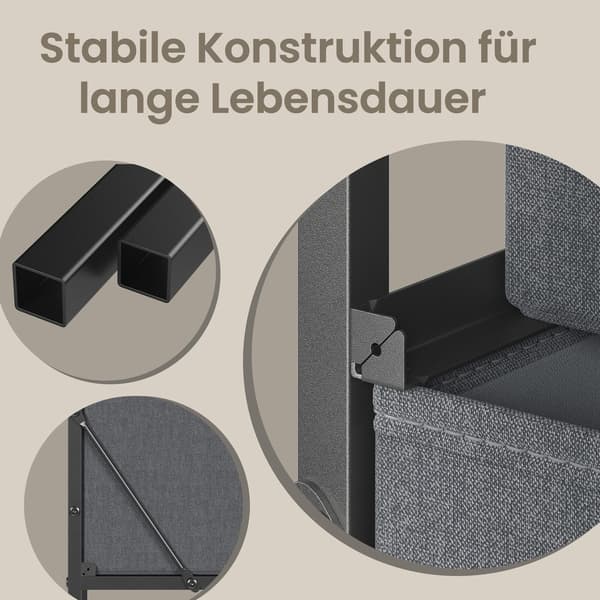 Kommode med 4 stofskuffer | Grå | 39,6x30x95,2 cm
