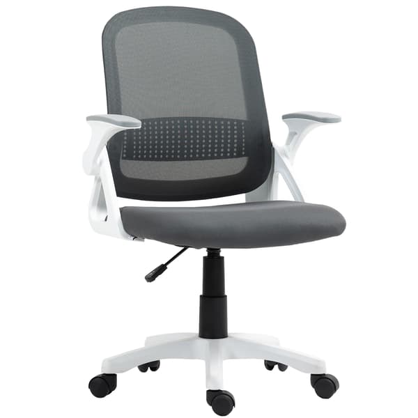 Mesh kontorstol med foldbare armlæn | Farve: Grå | Mål: 57,5x60x91-101 cm