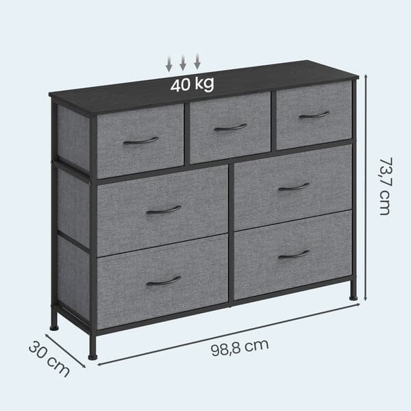 Kommode med 7 stofskuffer | Grå | 98,8x30x73,7 cm