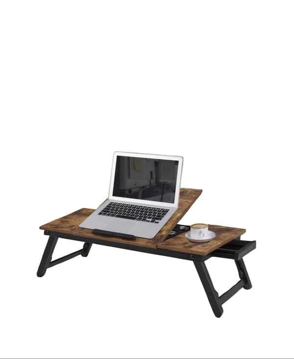 Justerbart laptopbord - sängbord - bärbart - bambu - brun - 71 x 35 x 23 cm