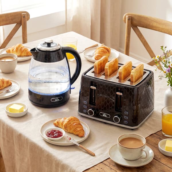 1.7L Kettle & 4-slice toaster | Farve: Sort | Dimensions: 16.9x22.2x23.8 cm