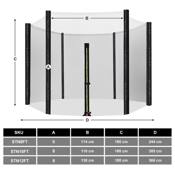 Sikkerhedsnet til trampolin - Ø 244 cm - sort