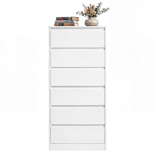 Kommode med 6 skuffer | Hvid | 48x30x111,2 cm