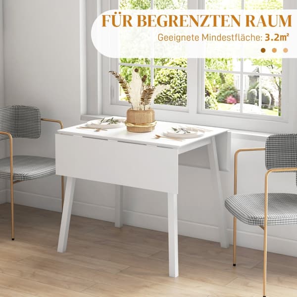 Fällbart matbord - Fällbart träbord | Färg: Vit | Mått: 110x86x75 cm
