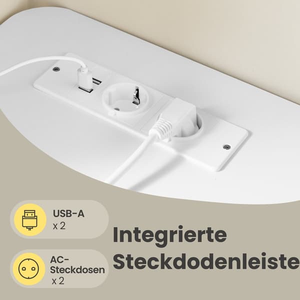 Elektrisk højdejusterbart hjørnebord med ladestation