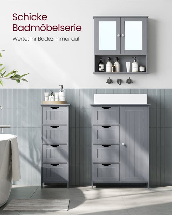 Spejlskab til vægmontering - grå MDF - pladsbesparende - 13 x 56,5 x 58,5 cm
