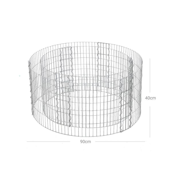 Rund gabion - metalgitter - galvaniseret stål - sølv - 90 cm