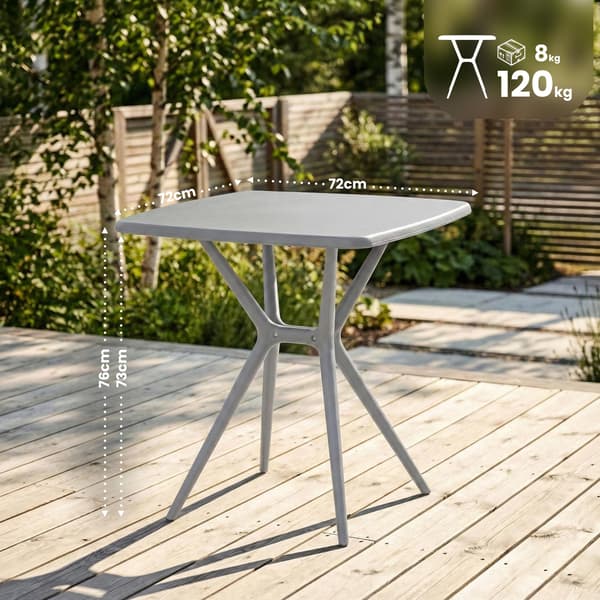 Becky neliön puutarhapöytä 72 x 72 cm | Väri: harmaa | Mitat: 72x72x76 cm