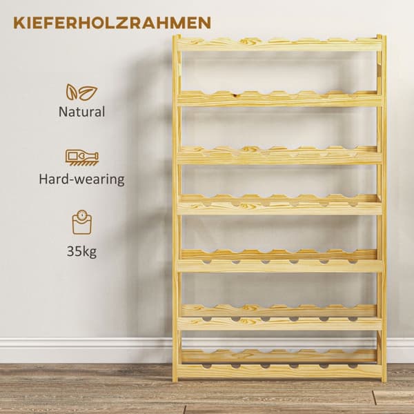 7-kerroksinen puinen viiniteline 42 pullolle | Väri: Luonnonpuu | Mitat: 25x63x102 cm