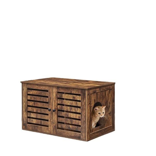Katthus - kattlåda möbler - rustik - brun - 80 x 53 x 49,2 cm