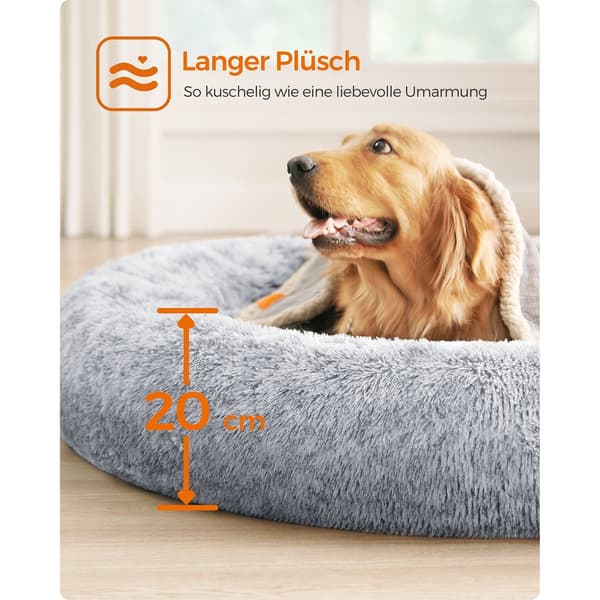 Plüs hundeseng - blød hundepude - grå - 120 x 20 cm