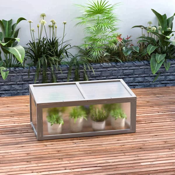 Mini drivhus - Træ kold ramme til planter | Farve: Grå | Mål: 46x90x40 cm
