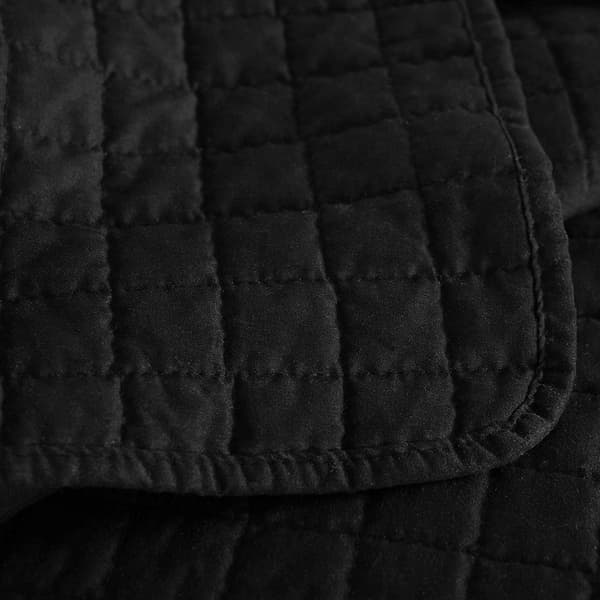 Quiltet sengetæppe Patchwork vendbar | Sort | 220x240 cm