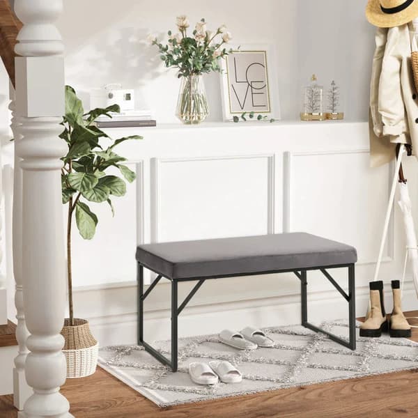Polstret sofa | Farve: Mørkegrå + sort | Mål: 35x100x47 cm