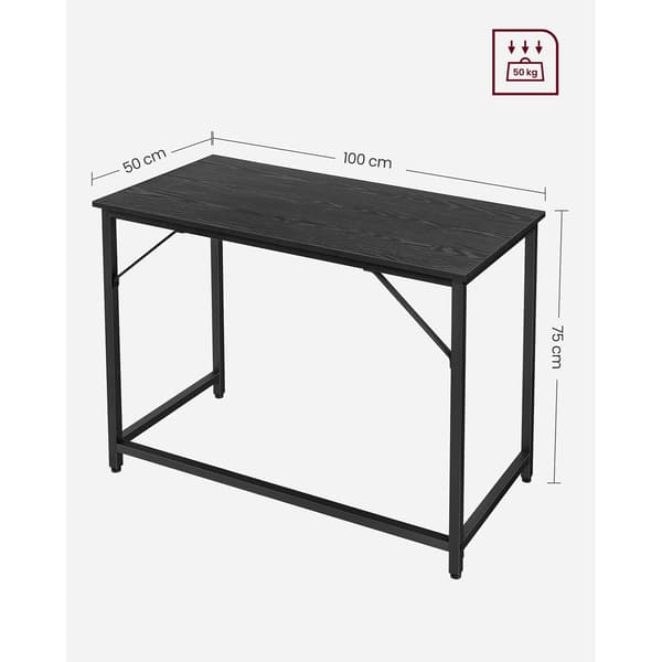 Sort skrivebord med stålben - spånplade - 50 x 100 x 75 cm