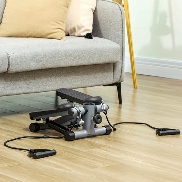 2-i-1 mini stepper med LCD display | Farve: Grå, Sort | Mål: 30,5x41x18,5 cm
