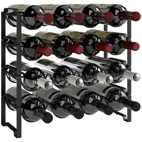Viiniteline 16 pulloa - Metalliteline | Väri: musta | Mitat: 42,5x16,5x41 cm