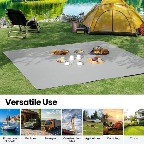 Vedenpitävä pressu silmukoilla 280 g/m² | Harmaa-musta | 4x8 m
