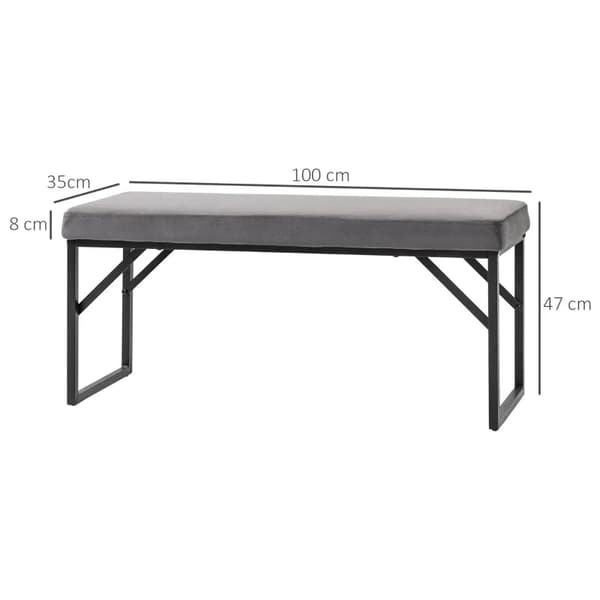 Polstret sofa | Farve: Mørkegrå + sort | Mål: 35x100x47 cm