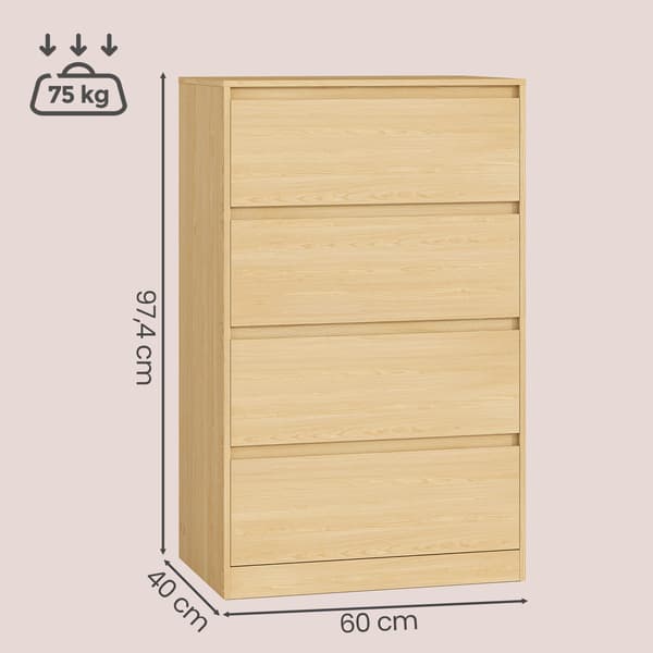 Kommode met 4 laden | Geel | 60x40x97,4 cm