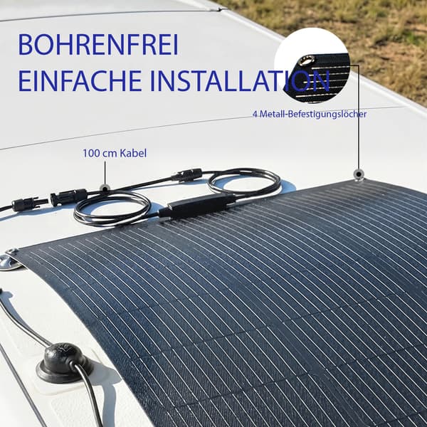 100W bærbart solpanel 18V med USB og LCD | Farve: Sort | Mål: 58x98,5x2,2 cm