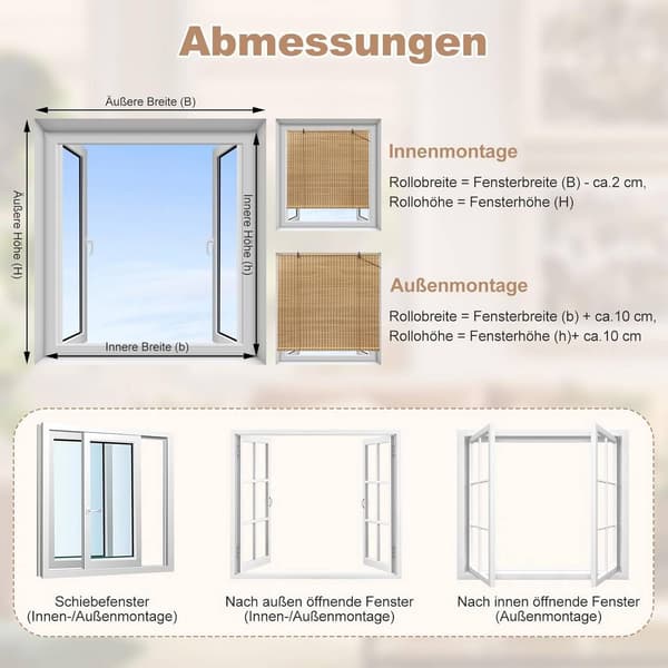 Bambu rullgardin ljusfiltrerande sidodrift | Brun | 80x220 cm