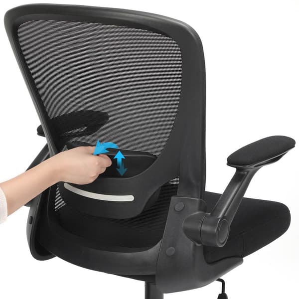 Kontorstol med foldbare armlæn, ergonomisk, mesh, sort, 66 x 60 x 99-107 cm