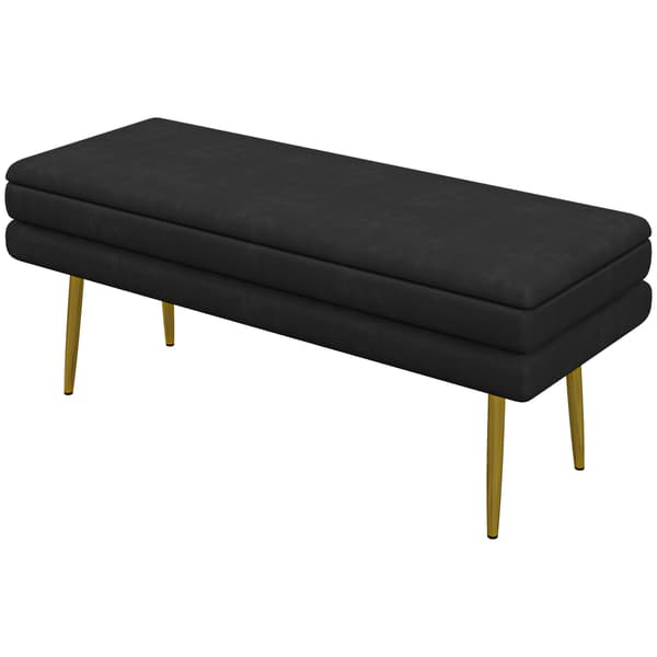Sort polstret sofa med opbevaringsplads | Farve: Sort | Mål: 100x37,5x42 cm