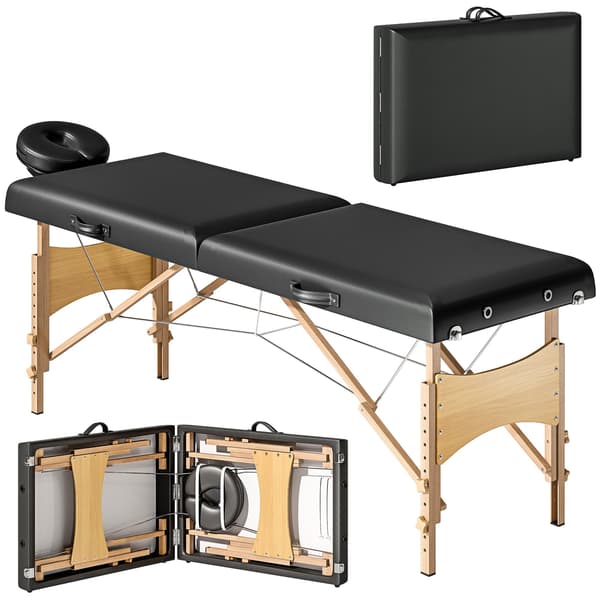 Justerbart sammenklappeligt massagebord | Farve: Sort, brun